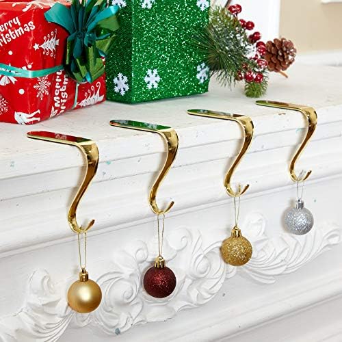 BOAO Christmas Stocking Stockers Metal Mantel Ciorapi Hangeers Shelf Șemineu Set de mânere pentru manta
