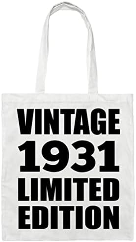 DesignSify 92nd Birthday Vintage 1931 Ediție limitată, Geantă de bumbac Reutilizabilă pentru cumpărături de călătorii pe plajă,
