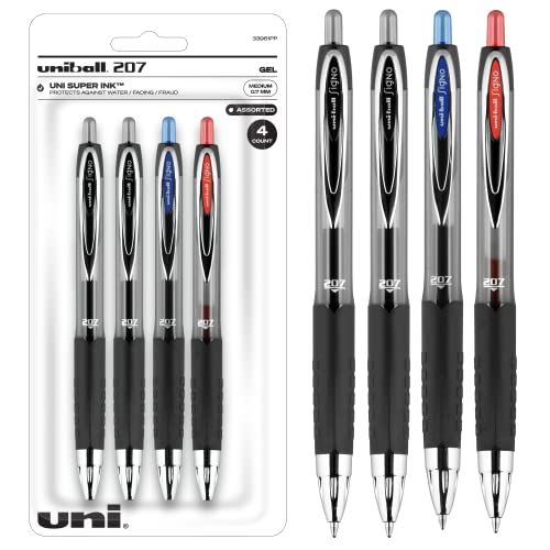 stilouri de gel Uniball, 207 Signo Gel cu punct mediu de 0,7 mm, 4 număr, stilouri asortate sunt dovadă de fraudă