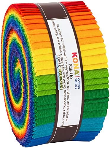 Kona bumbac Bright Rainbow Roll up 40 benzi de 2,5 inci Jelly Roll Robert Kaufman