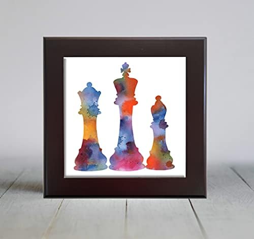 Piese De Șah Abstracte Acuarelă Artă Țiglă Decorativă