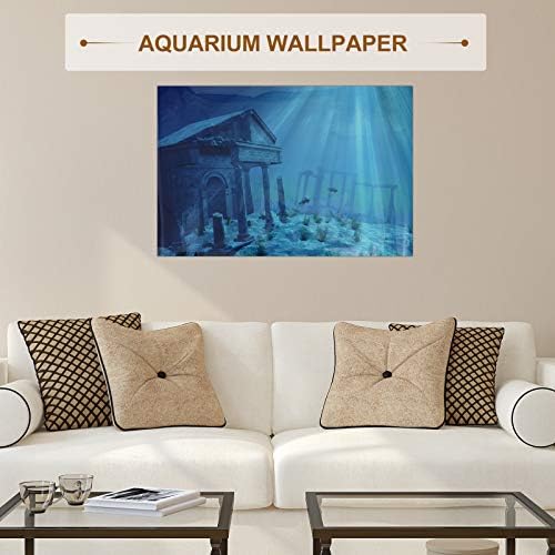 Balacoo Tank Tank Poster Aquarium fundal de pește decorațiuni 3d efect submarin Ruine fundal Hârtie decorativă