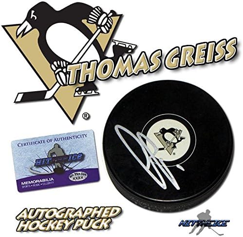 THOMAS GREISS a semnat pucul PITTSBURGH PENGUINS cu pucurile NHL autografate de COA