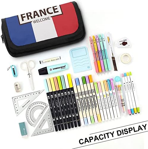 Franța de bun venit Flag Capacitate mare cu creion cu capacitate mare de creion cu mai multe sloturi pungă de depozitare a