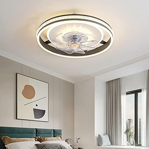 Ventilator de tavan modern CUTYZ cu iluminare LED Light Ventilator cu tavan cu lămpi Lumini de ventilator de tavan modern cu telecomandă ventilator de iluminare ventilator de iluminat ușor pentru dormitoare living/negru