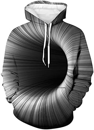Hoodie de pulovere pentru bărbați Hehoah, imprimare 3D pentru bărbați unisex, creativă rotundă, cămăși lungi casual bluză de