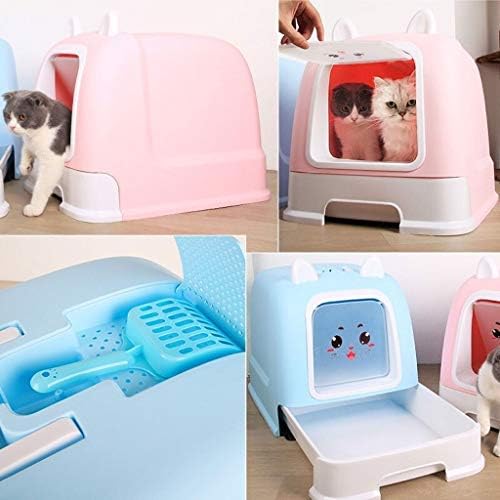 jinyiSHOP Cat Litter Box Creative complet închise Cat Litter Bowl portabil mâner pisică toaletă în aer liber acasă Cat