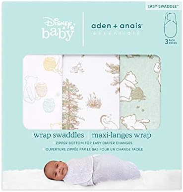 Aden + Anais Unisex Essentials Easy Wrap Swaddle Bundle, bumbac, ambalaj pentru copii, pachet 6, toile & winnie, 0-3 luni