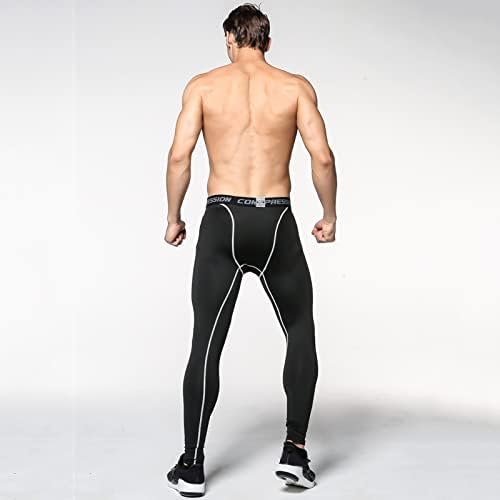 Pantaloni de compresie Xiaobu pentru bărbați Culoare solidă Culoare respirabilă Elastică Elastică Legguri Rapid Dry Antrenament