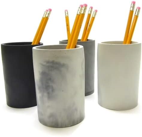 Cupa creionului, ceașcă de stilou din beton, decor de birou, suport pentru creion, ceașcă de dinți, decor la birou pentru casă