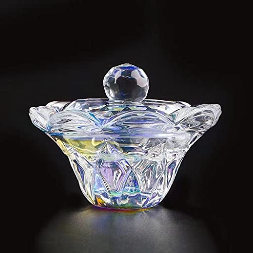 Faiteary Dappen Dish cu capac, monomer de unghii din sticlă de cristal umezi Suportul pentru vase pentru unghii acrilic lichid