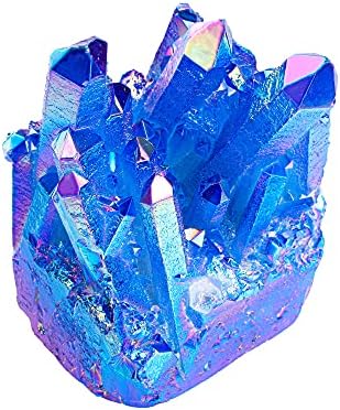 CrystalTears Healing Crystal Cluster Titan Coated Rock Quartz Crystal Druzy Mineral Geode Speechstone GEMSEN Blue 1,85 -3,5