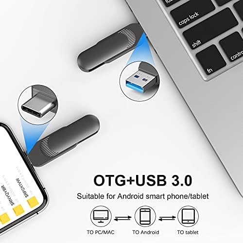 Vansuny 64GB USB C Flash Drive, Dual 2-în-1 OTG tip C 3.0 metal robust pivotant degetul mare unitate memorie Stick Salt unitate