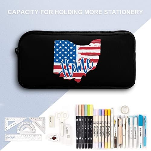 Ohio Home American Flag Primă Pencil Carcasă pentru pix Holder Holder Pouch Stationery Cutie Make Up Organizator Bag de depozitare