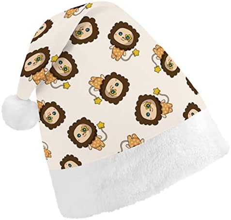 Desene animate leu Animal amuzant Crăciun pălărie Moș Crăciun pălării scurt PLUS cu mansete albe pentru Xmas Holiday Party