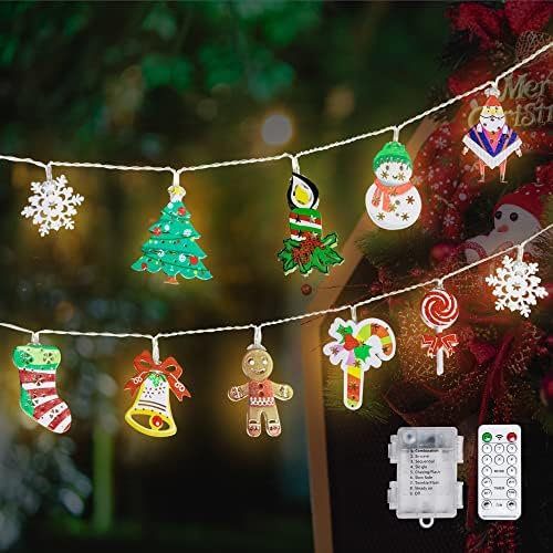 Lumini de Crăciun Jujubean cu telecomandă și cronometru și clipuri de lumină de Crăciun, 20 de cârlige clare și benzi transparente