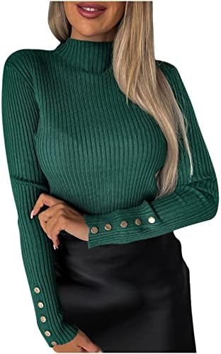 Femei Turtleneck tricot tricot pentru femei cădeți pulover cald cu mânecă lungă pentru jambiere solide casual de bază de tracțiune