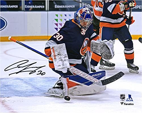Ilya Sorokin New York Islanders a autografat 8 x 10 invers retro tricou făcând fotografii de salvare - Fotografii autografate