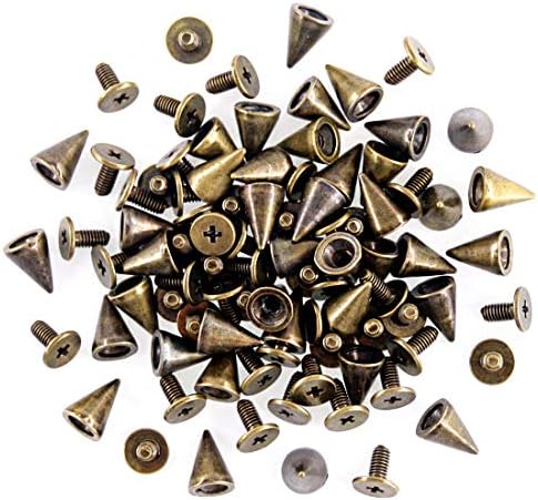 SWPEET 110 perechi Bronz 7mm x 9,5 mm Bullet Cone Spike și șurub de metal din spate pentru pielea de piele DIY Craft Cool Rivets