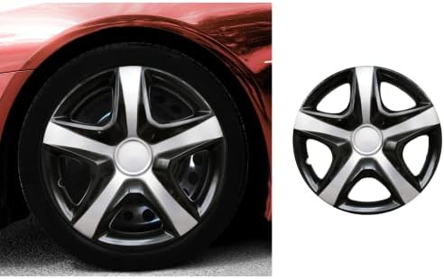 16 inch Snap pe Hubcaps compatibil cu Nissan Sentra-Set de 4 Rim acoperă Rim pentru jante de 16 inch-negru & amp; Gri