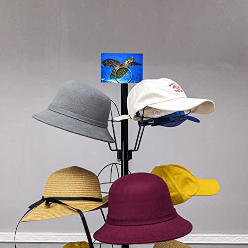 FixtureDisplays 6-Tier 24 Hat Rotating Hat Display Rack de sine stătător Headwear peruca rack de Metal podea Rack pentru capace,