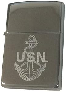 Zippo Custom Lighter - Gravură laser a Marinei SUA cu logo -ul Anchor - Chrome polonez obișnuit - cadouri pentru el, pentru