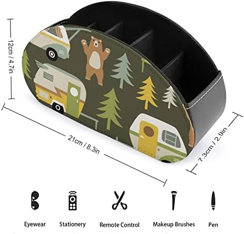 Bears Forest Camping Cars suport modern pentru telecomandă cu 5 compartimente PU piele Muti-funcțională organizare birou organizator