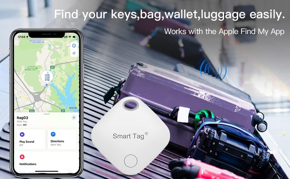 Cheie Finder, Bluetooth Bagaje Tracker tag Locator funcționează cu Apple Find My, Tracker inteligent pentru valiza, sac, rucsac,