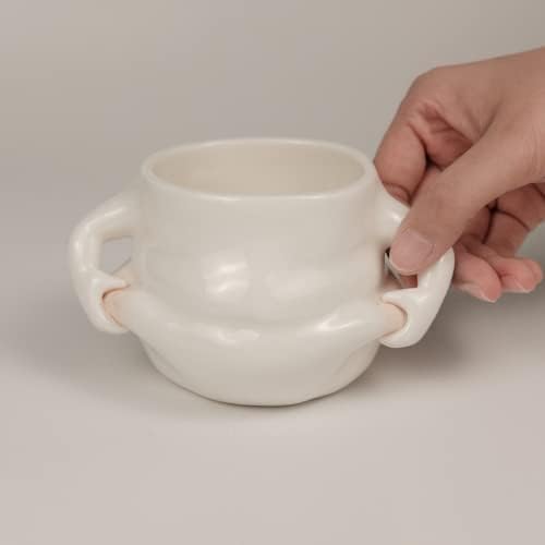 Yinhemeow Fat Belly Handwarmer Mug 13oz Cutie Ciramică drăguță Cană de mic dejun originală handmade