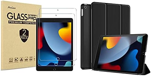 Procase iPad 10.2 Pachetul de protecție cu ecran de sticlă temperat cu carcasă triplă subțire pentru iPad 10.2 2021 2020 2019