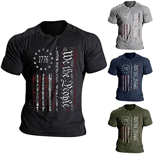 Tricouri patriotice RUIRUILICO pentru bărbați America Flag 2023 cămăși cu mâneci scurte de vară Comfy Loose Fit Graphic 3D