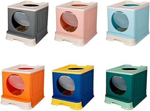 WYFDP Cutii de gunoi pentru pisici cutie de gunoi pliabilă vine intrare de sus pisici închise pat cu sertar anti-stropire toaletă