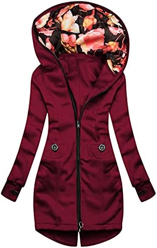Jachete de iarna pentru femei maneca lunga Full-Zip Puffer Coat Hanorac Parka jacheta ploaie în aer liber Cardigan lung cu