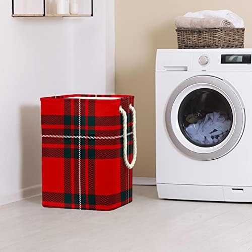 Spălătorie împiedică Scottish Negru roșu carouri Tartan model pliabil coșuri de rufe firma de spălat Bin haine depozitare organizare