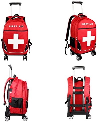 Rucsac de prim ajutor rulant gol pentru Asistentă medicală Asistent Medical geantă cu role EMS primul răspuns cărucior Roll