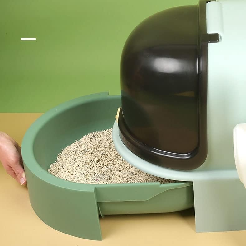 SLATIOM Litter Box Anti-Splash cu nisip complet semi-închis pisici supradimensionate toaletă din Plastic cutie mare de gunoi
