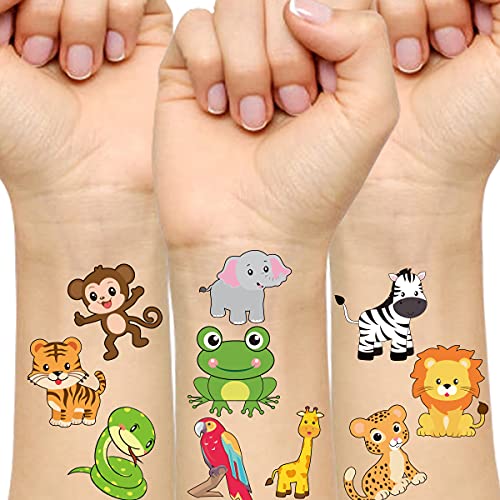 Tatuaje temporare pentru animale din junglă pentru copii safari tatuaj 60pcs