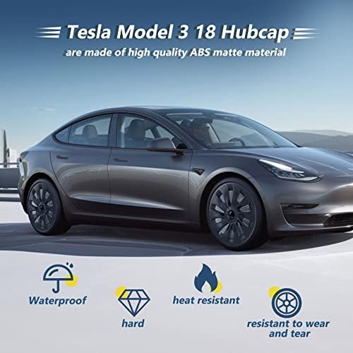 Lonsge se potrivesc pentru Tesla 18 inch Model 3 roți capac, Hubcap compatibil cu 2017-2023 Tesla, complet învelit jantă Protector,