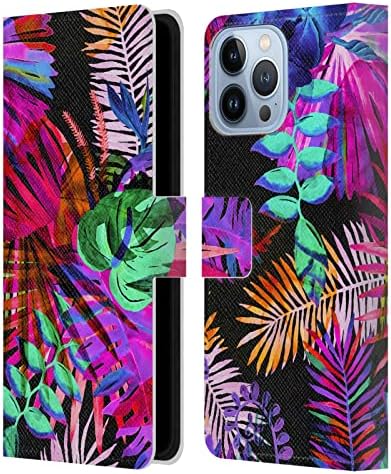 Cap de caz modele licențiat oficial Haroulita Neon tropicale frunze Din piele Carte portofel caz acoperi compatibil cu Apple