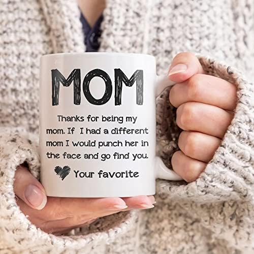 Funny Mug Cadouri pentru mama, mulțumesc pentru a fi mama mea pumn ei în față, Funny Cele mai bune cadouri Mama Mama Bunica,