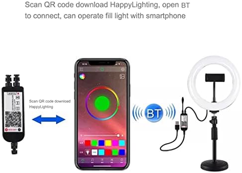 Rbhgg 7.9 Inch suprafață curbată RGBW inel lumină lampă foto telecomandă reglabilă cu suport pentru telefon Set de lumină de umplere Video Selfie