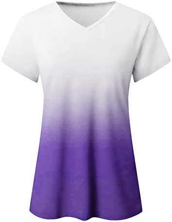 Vara Femei Supradimensionate Tricouri Gradient Imprimare Maneca Scurta Topuri V Gât Vrac Se Potrivesc Bluze Top Trendy Casual
