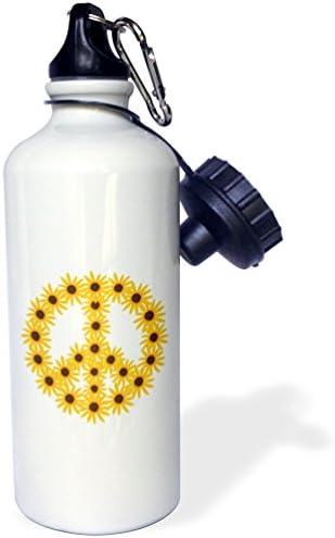 3Drose „Galben Orange Floarea -Floarea Semnului de pace” Sport Sports Water, 21 oz, alb