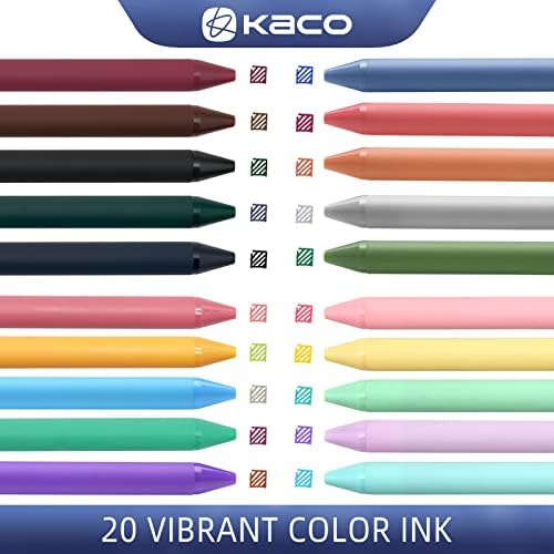 Kaco 20 culoare cerneală retractabil gel Pixuri 0.5 mm punct fin, 20 de piese