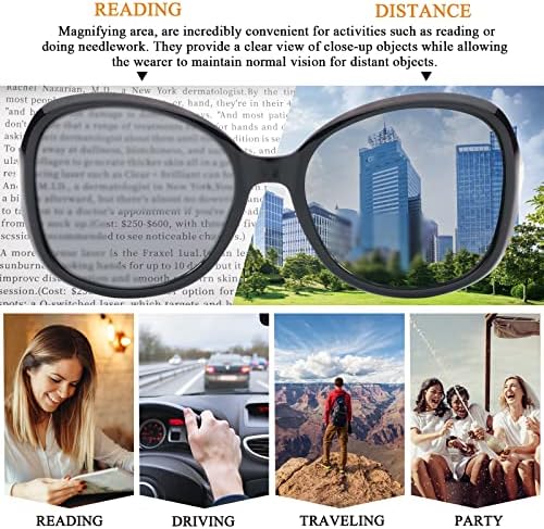 ESAVIA Ochelari de soare la modă la modă Bifocal pentru femei cititori de soare supradimensionați UV400 Protecția 1.0 1,5 2.0