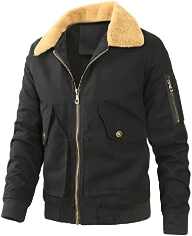 Zddo pentru bărbați, haina de iarnă pentru bărbați, căptușită în aer liber, cu fermoar, jachete de marfă de drumeție Călătorie