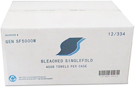 Gen SF5000W prosoape de hârtie unice, 9 x 9,45, alb, 334/pachet, 12 pachete/carton