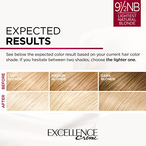 L ' Oreal Paris Excellence Creme Permanent Hair Color, 9,5 NB cea mai deschisă blondă naturală, vopsea de păr cu acoperire