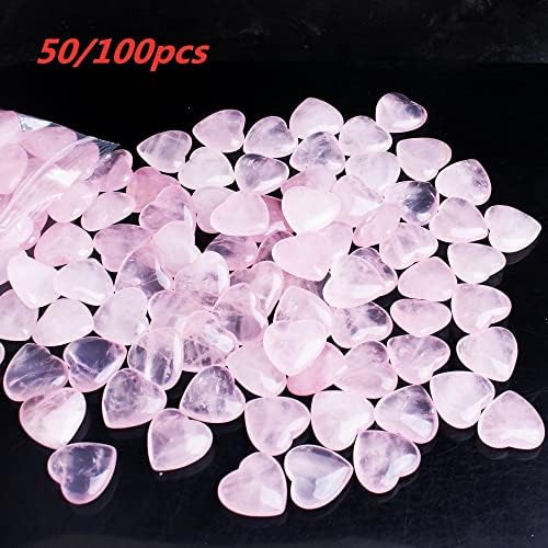 RUITAIQIN SHITU 50/100buc naturale Rose Quartz inima Mini cristal inima forma lustruit roz pandantiv Reiki Gemstone vindecare