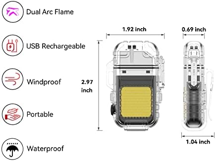 JNFIRE 3 în 1 lanternă reîncărcabilă cu apă impermeabilă, multifuncționale, cu plasmă electrică cu arc dublu, Luturi rezistente